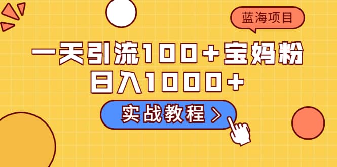 一天引流100+宝妈粉，日入1000+的蓝海项目（实战教程）聚合网创-网创项目资源站-副业项目-创业项目-搞钱项目聚合网创