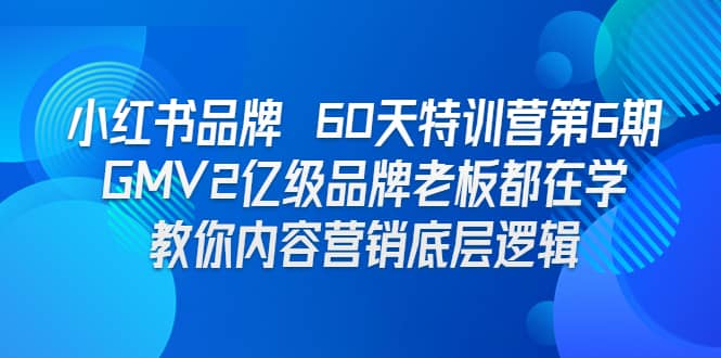 小红书品牌 60天特训营第6期 GMV2亿级品牌老板都在学 教你内容营销底层逻辑聚合网创-网创项目资源站-副业项目-创业项目-搞钱项目聚合网创