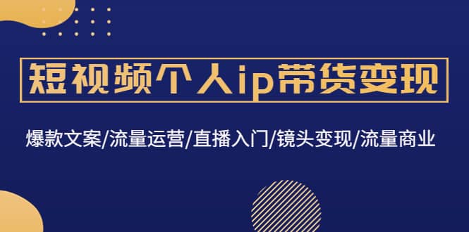 短视频个人ip带货变现：爆款文案/流量运营/直播入门/镜头变现/流量商业聚合网创-网创项目资源站-副业项目-创业项目-搞钱项目聚合网创
