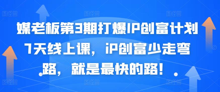 媒老板第3期打爆IP创富计划7天线上课，iP创富少走弯路，就是最快的路！聚合网创-网创项目资源站-副业项目-创业项目-搞钱项目聚合网创