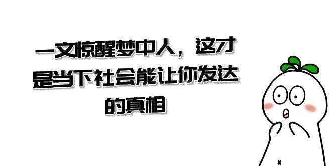 某公众号付费文章《一文 惊醒梦中人，这才是当下社会能让你发达的真相》聚合网创-网创项目资源站-副业项目-创业项目-搞钱项目聚合网创