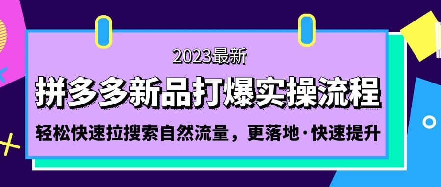 拼多多-新品打爆实操流程：轻松快速拉搜索自然流量，更落地·快速提升聚合网创-网创项目资源站-副业项目-创业项目-搞钱项目聚合网创