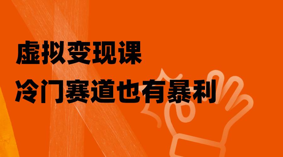 虚拟变现课，冷门赛道也有暴利，手把手教你玩转冷门私域聚合网创-网创项目资源站-副业项目-创业项目-搞钱项目聚合网创