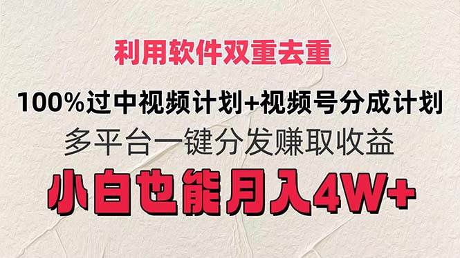 利用软件双重去重，100%过中视频+视频号分成计划小白也可以月入4W+聚合网创-网创项目资源站-副业项目-创业项目-搞钱项目聚合网创