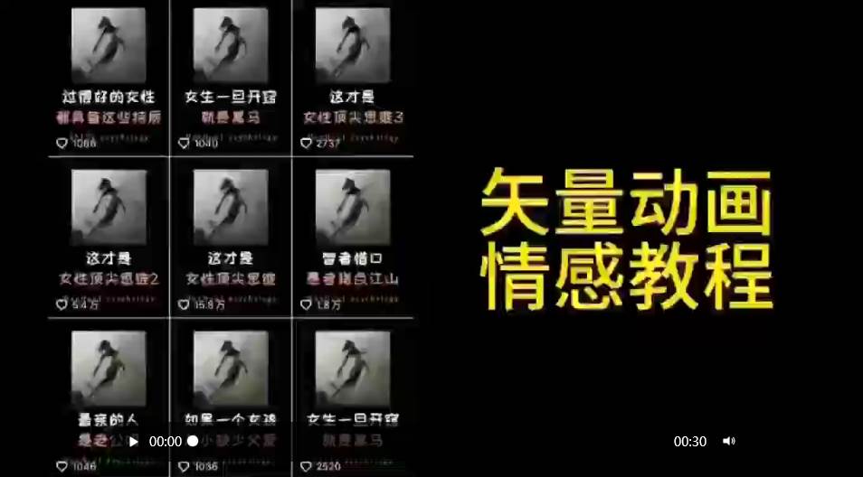 矢量动画情感教程：高点赞涨粉，适合情感、思维、创业教育等赛道聚合网创-网创项目资源站-副业项目-创业项目-搞钱项目聚合网创