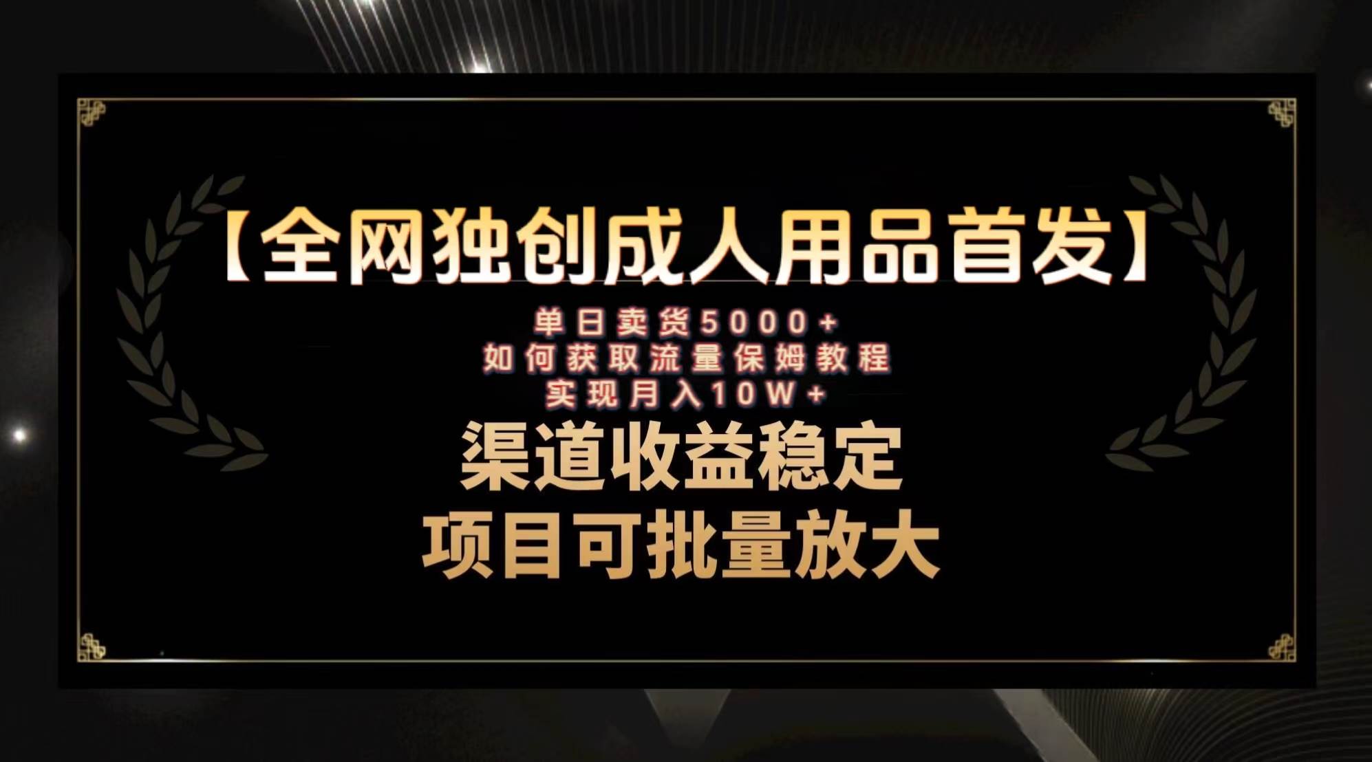 最新全网独创首发，成人用品赛道引流获客，月入10w保姆级教程聚合网创-网创项目资源站-副业项目-创业项目-搞钱项目聚合网创