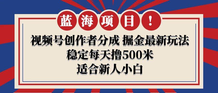 【蓝海项目】视频号创作者分成 掘金最新玩法 稳定每天撸500米 适合新人小白聚合网创-网创项目资源站-副业项目-创业项目-搞钱项目聚合网创