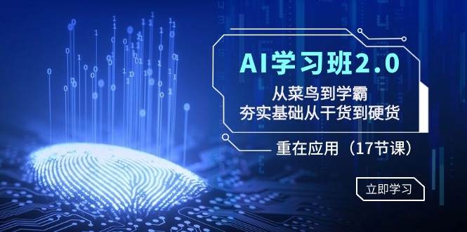 AI学习班2.0：从菜鸟到学霸，夯实基础从干货到硬货，重在应用（17节课）聚合网创-网创项目资源站-副业项目-创业项目-搞钱项目聚合网创