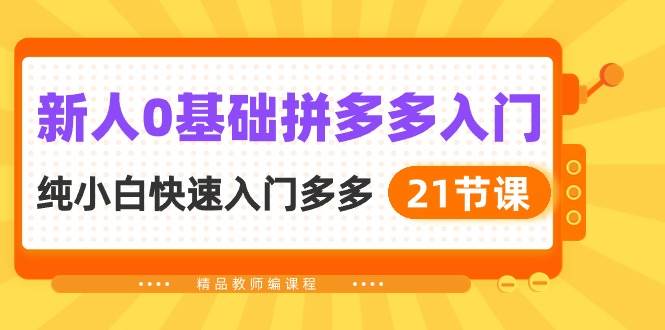新人0基础拼多多入门，纯小白快速入门多多（21节课）聚合网创-网创项目资源站-副业项目-创业项目-搞钱项目聚合网创