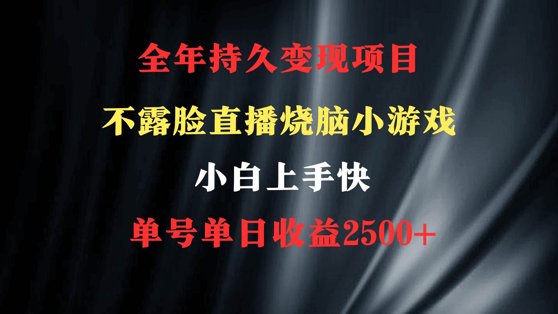 2024年 最优项目，烧脑小游戏不露脸直播  小白上手快 无门槛 一天收益2500+聚合网创-网创项目资源站-副业项目-创业项目-搞钱项目聚合网创