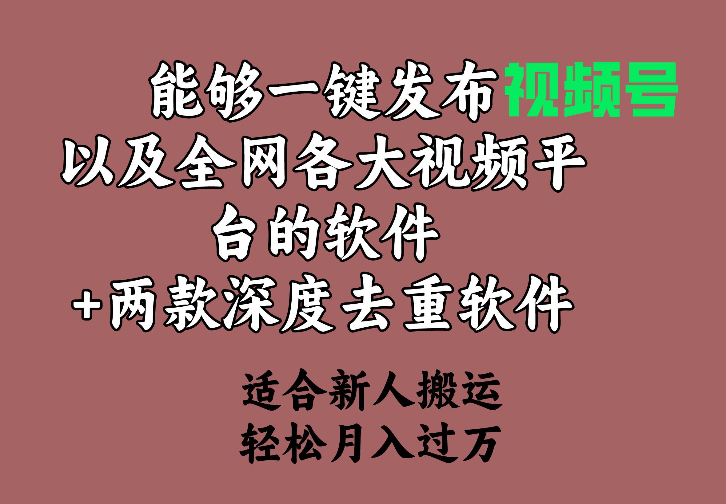 能够一键发布视频号以及全网各大视频平台的软件+两款深度去重软件 适合…聚合网创-网创项目资源站-副业项目-创业项目-搞钱项目聚合网创
