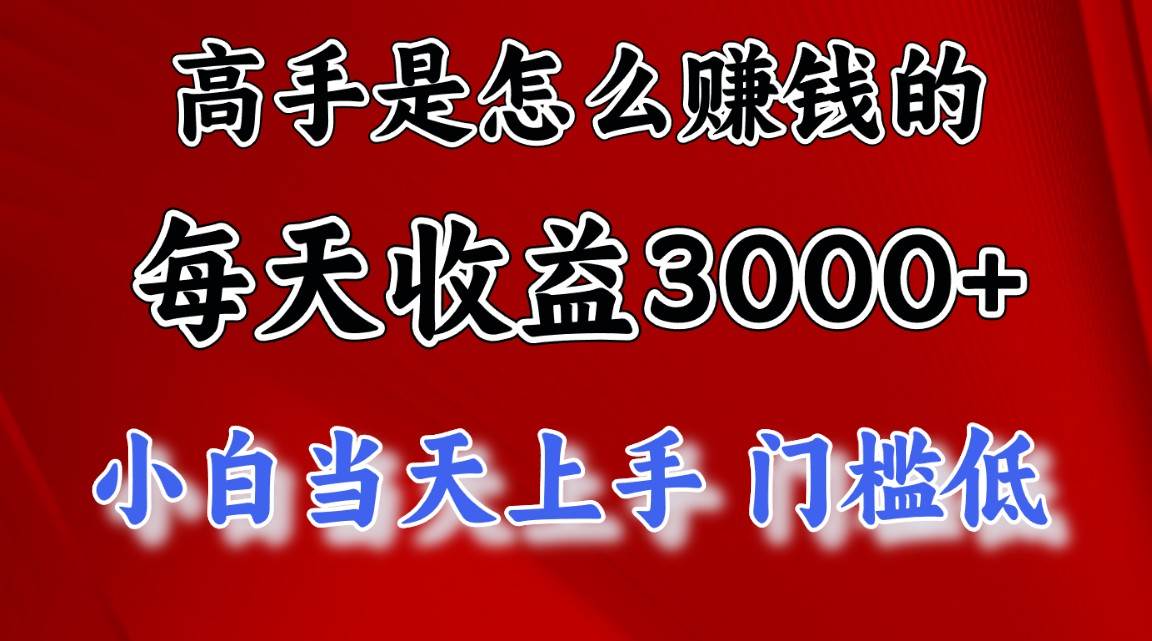 高手是怎么赚钱的，一天收益3000+ 这是穷人逆风翻盘的一个项目，非常…聚合网创-网创项目资源站-副业项目-创业项目-搞钱项目聚合网创