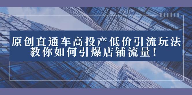 2023直通车高投产低价引流玩法，教你如何引爆店铺流量！聚合网创-网创项目资源站-副业项目-创业项目-搞钱项目聚合网创