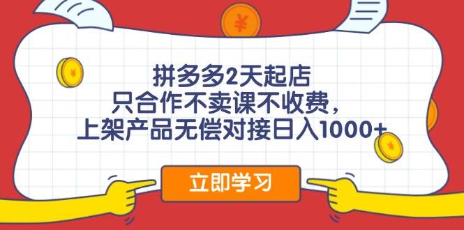 拼多多0成本开店，只合作不卖课不收费，0成本尝试，日赚千元+聚合网创-网创项目资源站-副业项目-创业项目-搞钱项目聚合网创