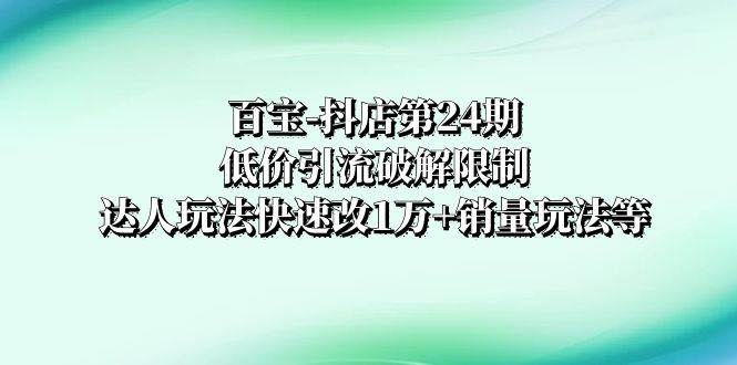 百宝-抖店第24期：低价引流破解限制，达人玩法快速改1万+销量玩法等聚合网创-网创项目资源站-副业项目-创业项目-搞钱项目聚合网创