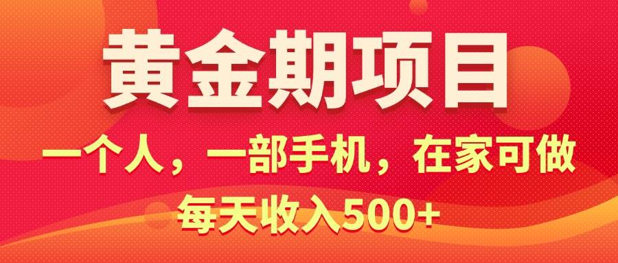 黄金期项目，电商搞钱！一个人，一部手机，在家可做，每天收入500+聚合网创-网创项目资源站-副业项目-创业项目-搞钱项目聚合网创