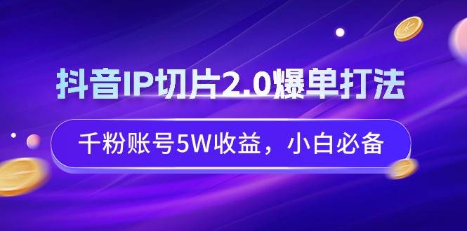 抖音IP切片2.0爆单打法，千粉账号5W收益，小白必备聚合网创-网创项目资源站-副业项目-创业项目-搞钱项目聚合网创