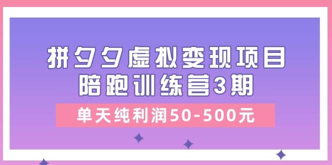 某收费培训《拼夕夕虚拟变现项目陪跑训练营3期》单天纯利润50-500元聚合网创-网创项目资源站-副业项目-创业项目-搞钱项目聚合网创