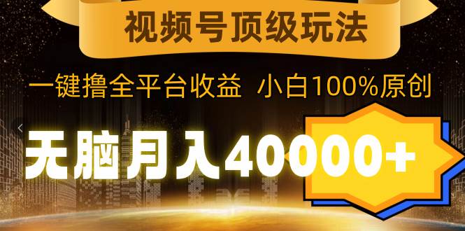 视频号顶级玩法，无脑月入40000+，一键撸全平台收益，纯小白也能100%原创聚合网创-网创项目资源站-副业项目-创业项目-搞钱项目聚合网创