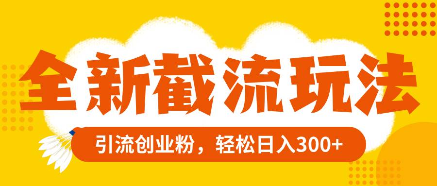全新截流玩法，精准引流创业粉，轻松日入300+聚合网创-网创项目资源站-副业项目-创业项目-搞钱项目聚合网创