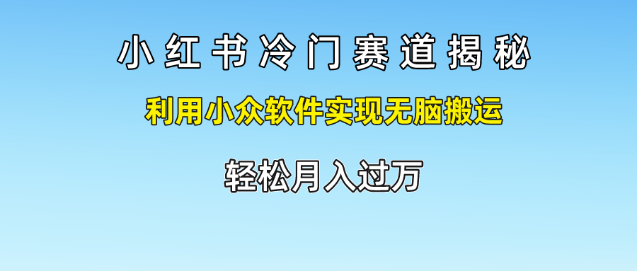 小红书冷门赛道揭秘,轻松月入过万，利用小众软件实现无脑搬运，聚合网创-网创项目资源站-副业项目-创业项目-搞钱项目聚合网创