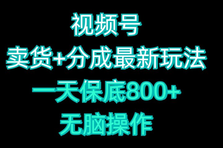 视频号卖货+分成最新玩法，一天保底800+，无脑操作聚合网创-网创项目资源站-副业项目-创业项目-搞钱项目聚合网创