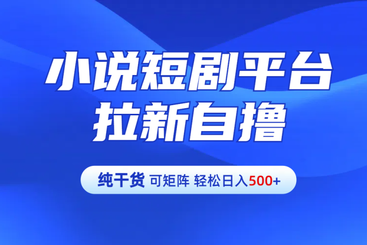 【纯干货】小说短剧平台拉新自撸玩法详解-单人轻松日入500+聚合网创-网创项目资源站-副业项目-创业项目-搞钱项目聚合网创