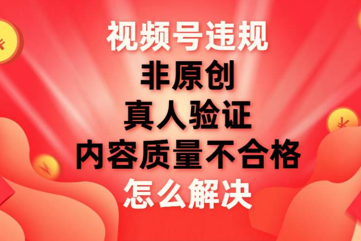 最新视频号【非原创，内容质量不合格，真人验证】违规怎么解决聚合网创-网创项目资源站-副业项目-创业项目-搞钱项目聚合网创