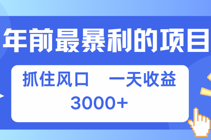 年前最赚钱的项目之一，可以过个肥年聚合网创-网创项目资源站-副业项目-创业项目-搞钱项目聚合网创