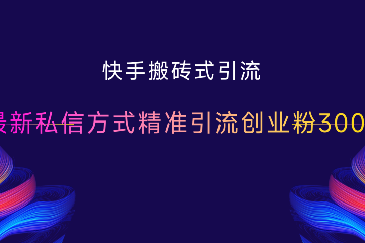 快手搬砖式引流，最新私信方式精准引流创业粉300+聚合网创-网创项目资源站-副业项目-创业项目-搞钱项目聚合网创