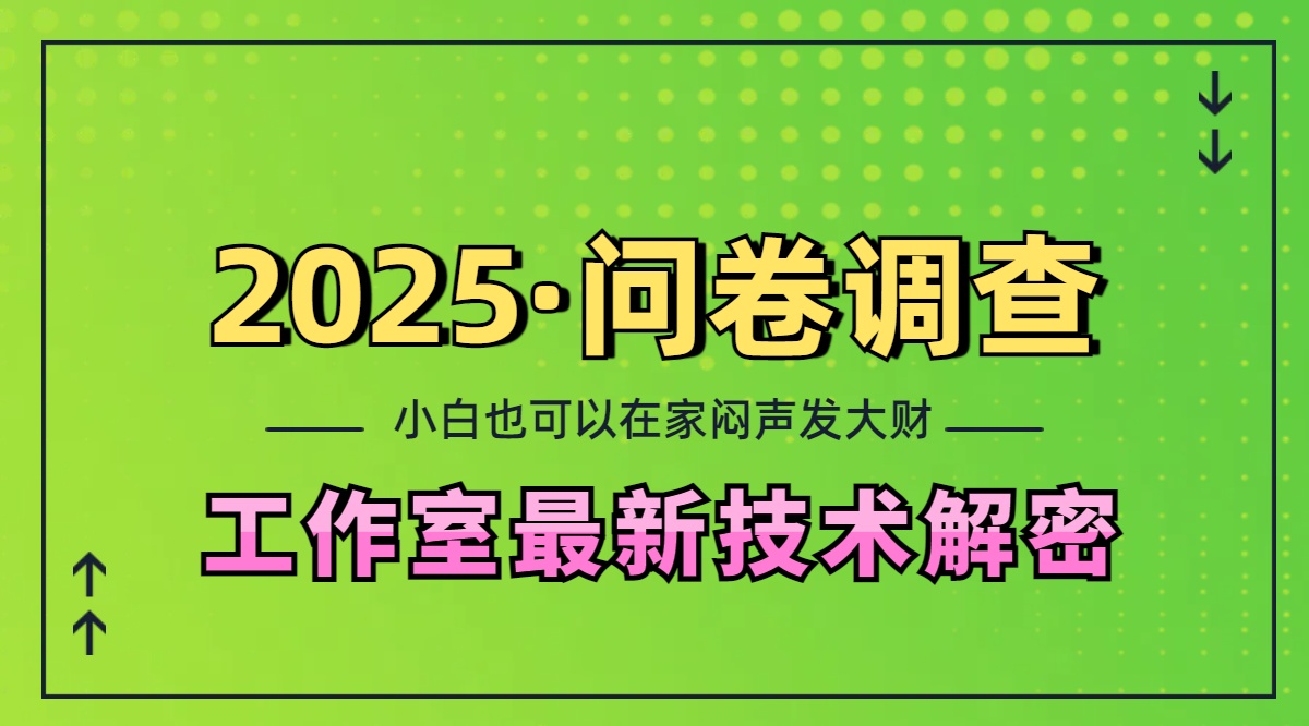 2025《问卷调查》最新工作室技术解密：一个人在家也可以闷声发大财，小白一天200+，可矩阵放大聚合网创-网创项目资源站-副业项目-创业项目-搞钱项目聚合网创