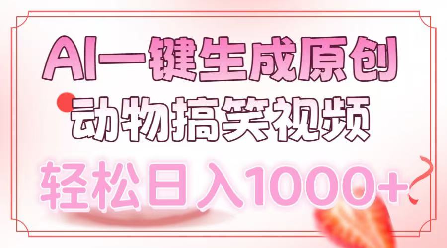 AI一键生成原创动物搞笑视频，轻松日入1000+聚合网创-网创项目资源站-副业项目-创业项目-搞钱项目聚合网创