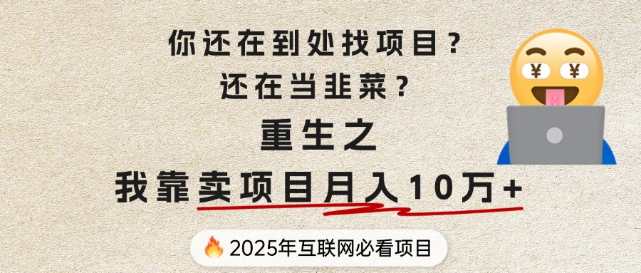 你还在到处找项目？还在当韭菜？重生之我靠卖项目月入 10 万+，曾经我也是个失败者。聚合网创-网创项目资源站-副业项目-创业项目-搞钱项目聚合网创