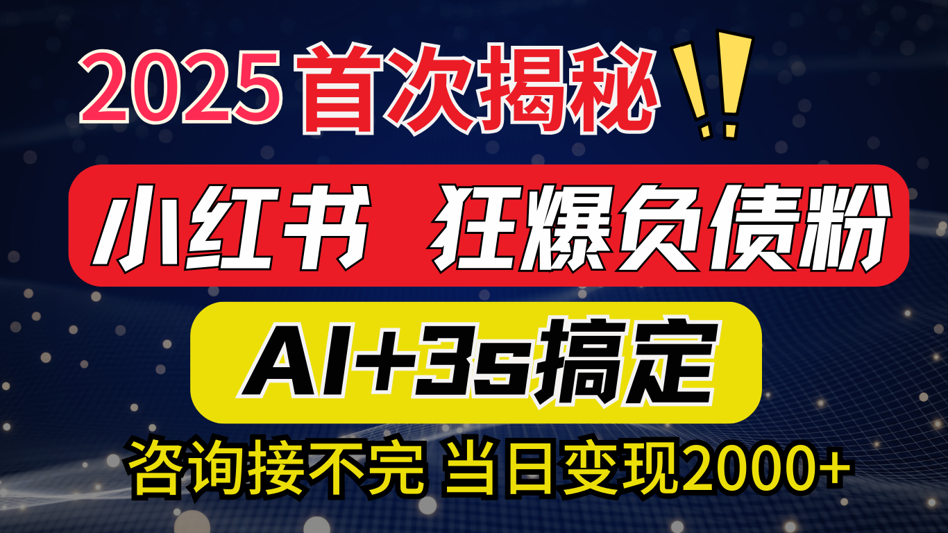 2025引流天花板：最新小红书狂暴负债粉思路，咨询接不断，当日入2000+聚合网创-网创项目资源站-副业项目-创业项目-搞钱项目聚合网创
