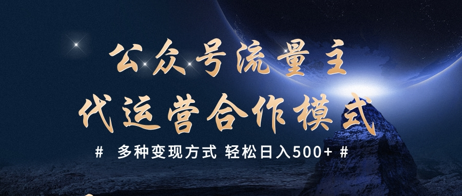 公众号流量主代运营  多种变现方式 轻松日入500+聚合网创-网创项目资源站-副业项目-创业项目-搞钱项目聚合网创