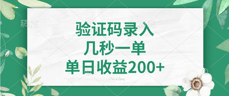 验证码录入，看图识字，几秒一单，单日收益200+聚合网创-网创项目资源站-副业项目-创业项目-搞钱项目聚合网创