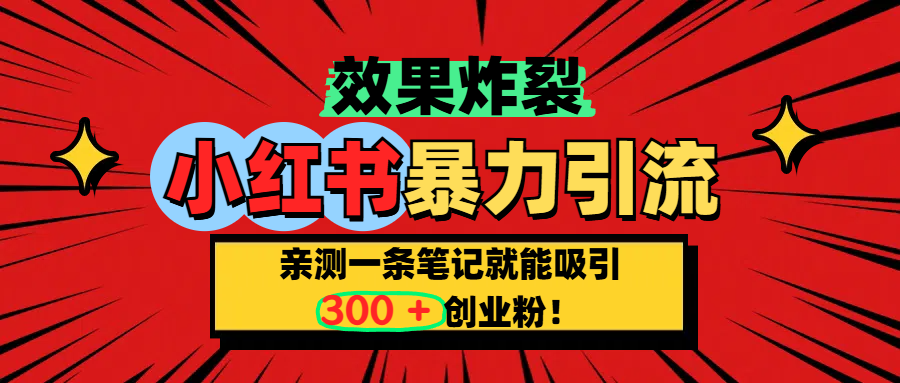 小红书炸裂玩法，亲测一条笔记就能吸引300+精准创业粉！聚合网创-网创项目资源站-副业项目-创业项目-搞钱项目聚合网创
