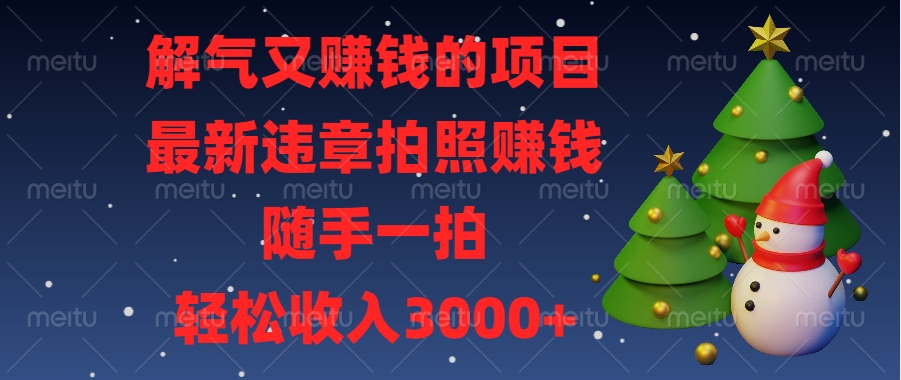 解气又赚钱的项目，最新违章拍照赚钱，随手一拍，轻松收入3000+聚合网创-网创项目资源站-副业项目-创业项目-搞钱项目聚合网创