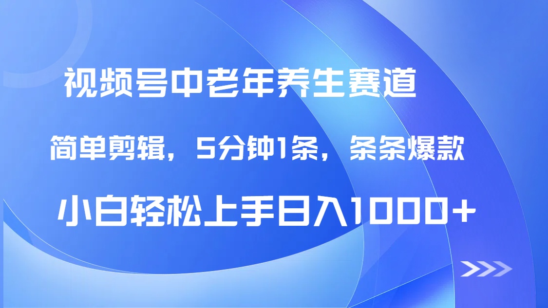DeepSeek+既梦做视频号中老年养生赛道，条条爆款5分钟1条，轻松日入1000+聚合网创-网创项目资源站-副业项目-创业项目-搞钱项目聚合网创