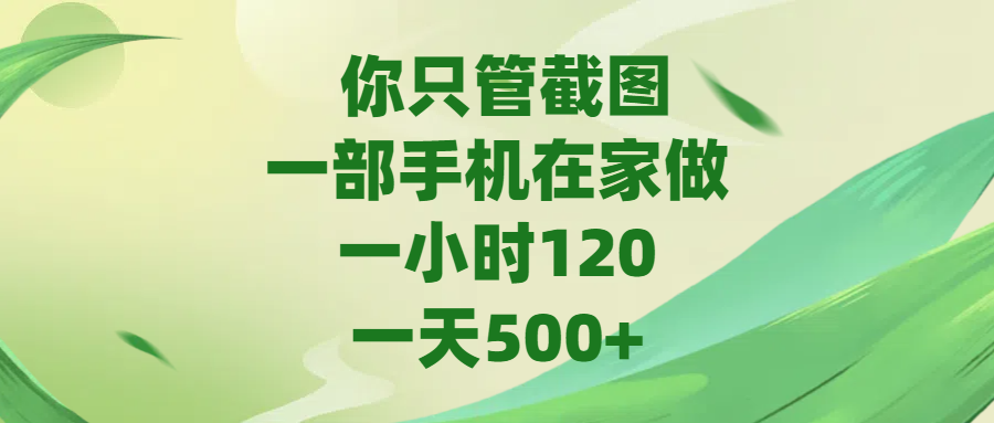 你只管截图，一部手机在家做，一小时120，一天500+聚合网创-网创项目资源站-副业项目-创业项目-搞钱项目聚合网创