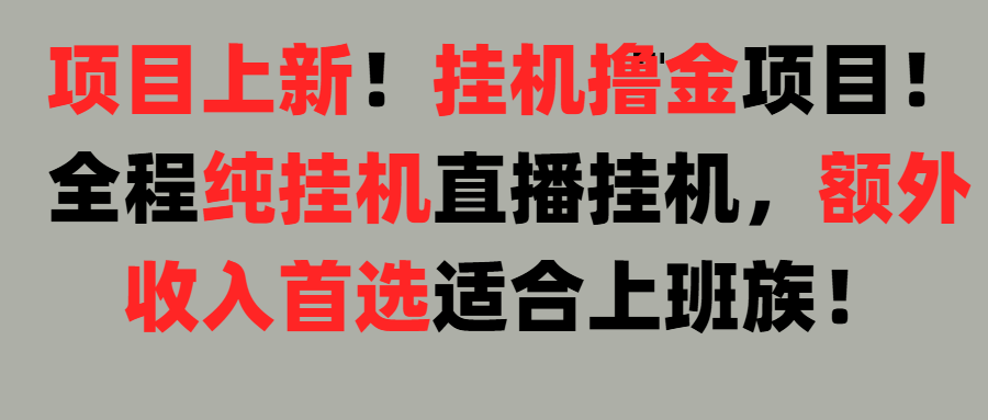 项目上新！挂机撸金项目！全程纯挂机直播挂机，额外收入首选，适合上班族！聚合网创-网创项目资源站-副业项目-创业项目-搞钱项目聚合网创
