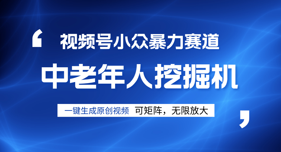 视频号新手逆袭密码！超小众暴力赛道，中老年人深信不疑，原创通过率拉满聚合网创-网创项目资源站-副业项目-创业项目-搞钱项目聚合网创