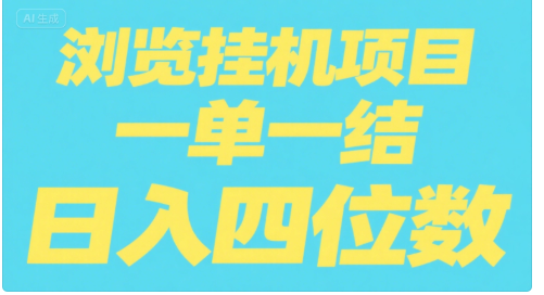 全自动浏览挂机项目（日入四位数，一单一结，纯挂机）聚合网创-网创项目资源站-副业项目-创业项目-搞钱项目聚合网创